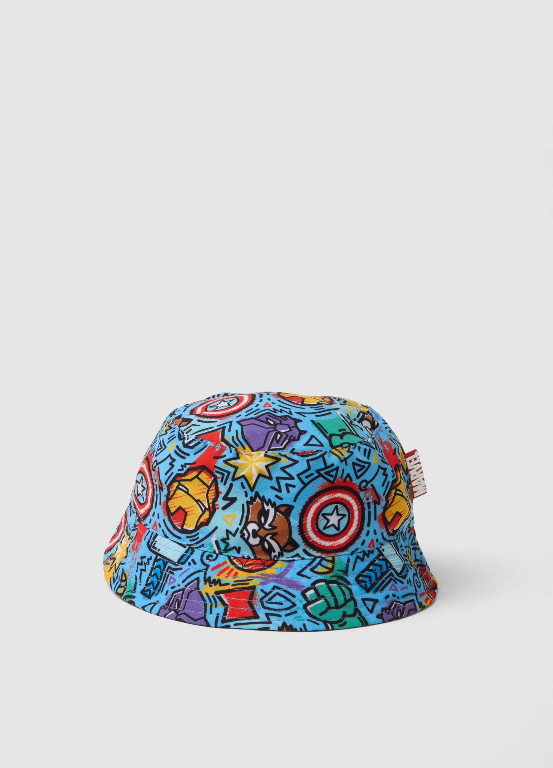 Light blue bucket hat with all-over print