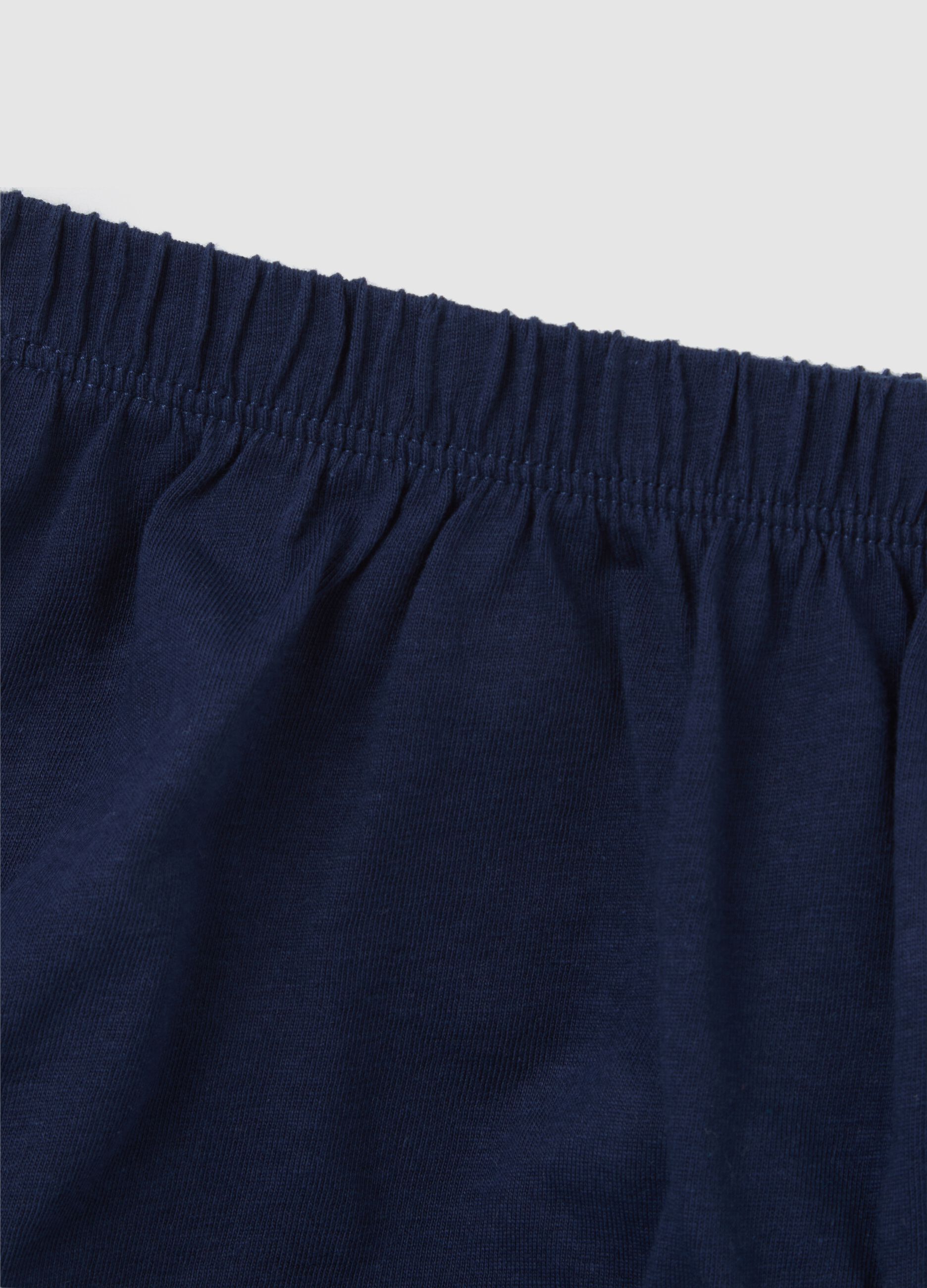 Set neonato unisex in puro cotone bianco e blu con chiusura a bottoni