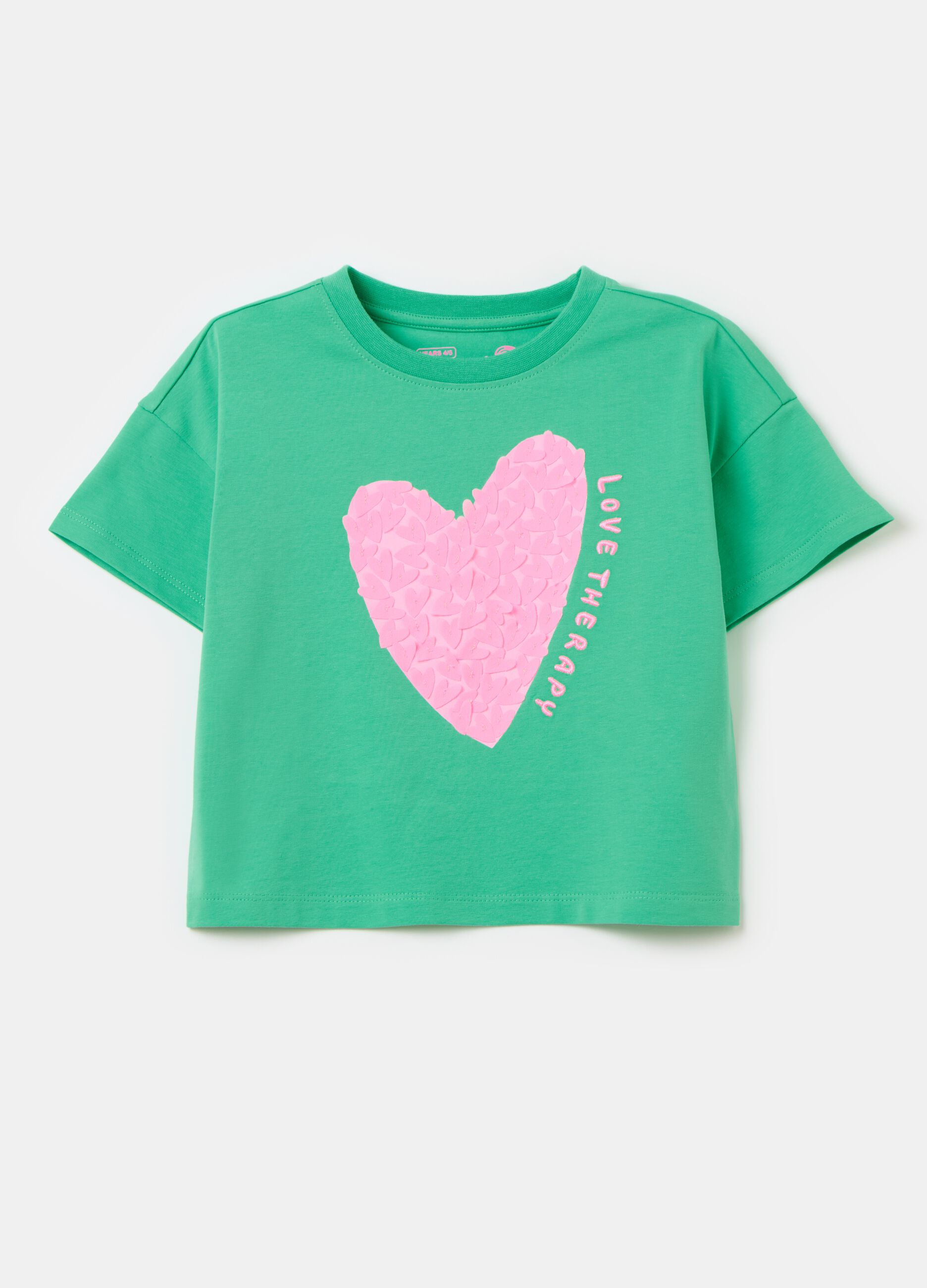 Cotton T-shirt with heart print