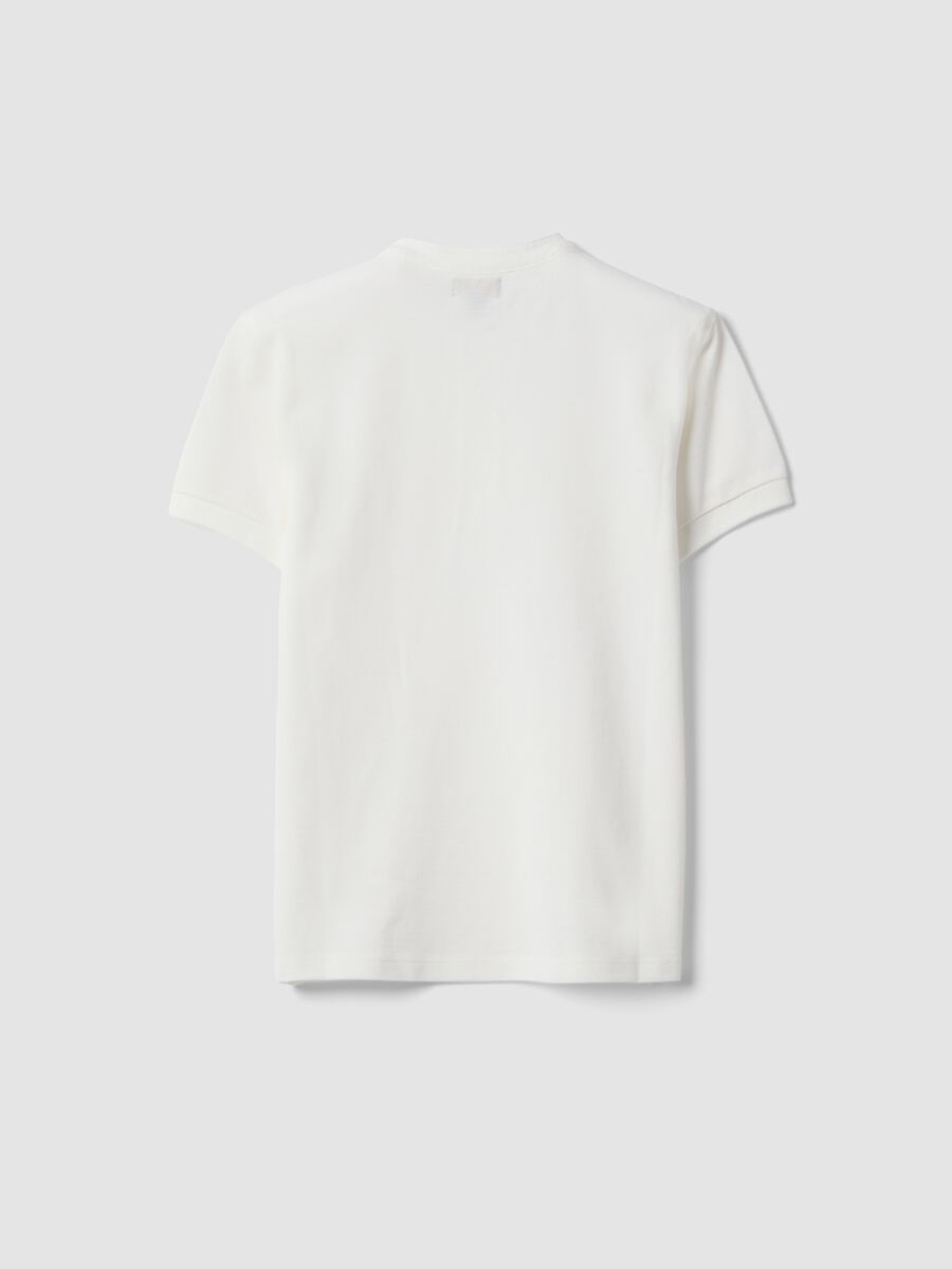 Polo in puro cotone bianca da ragazzo regular fit con collo coreano_4
