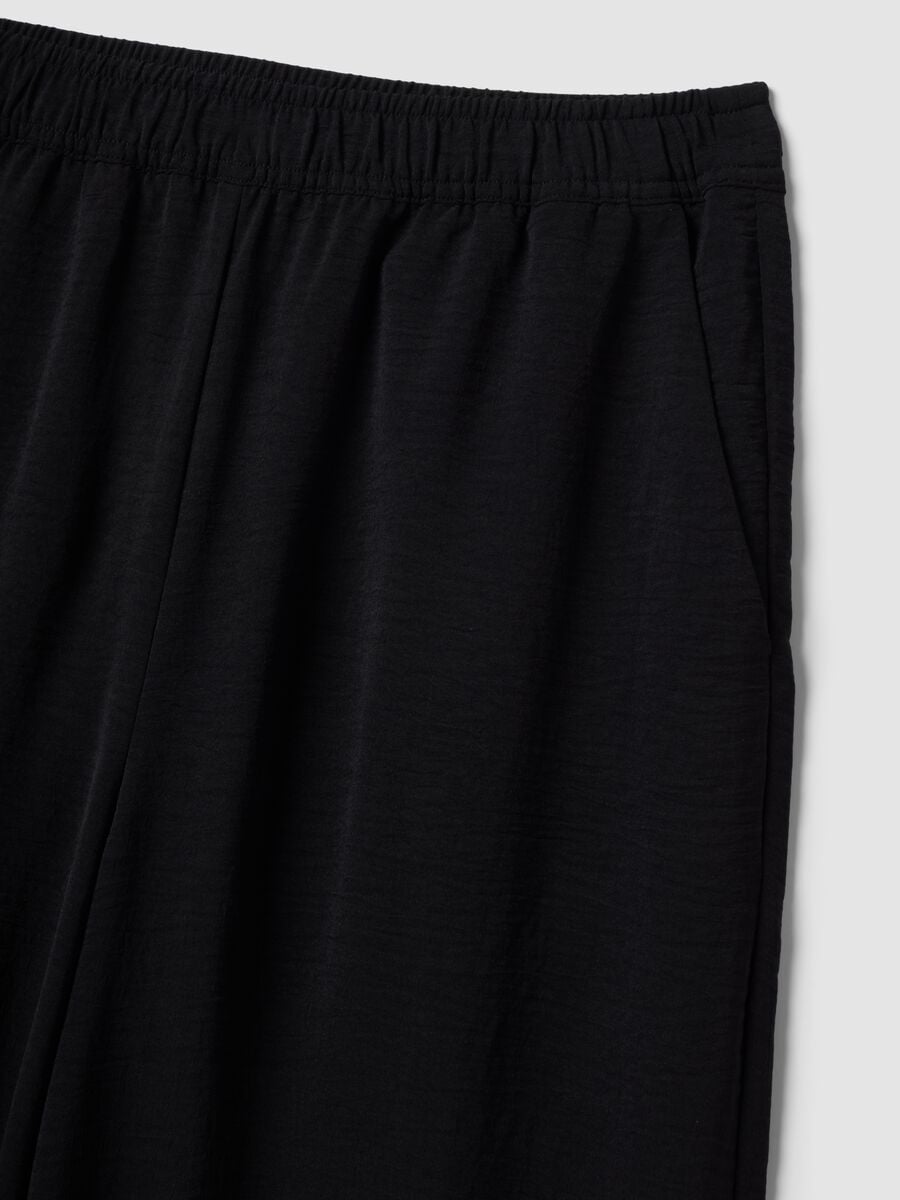 Black wide-leg trousers with elasticated waist_6