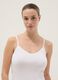 White stretch cotton tank top regular fit deep V_0