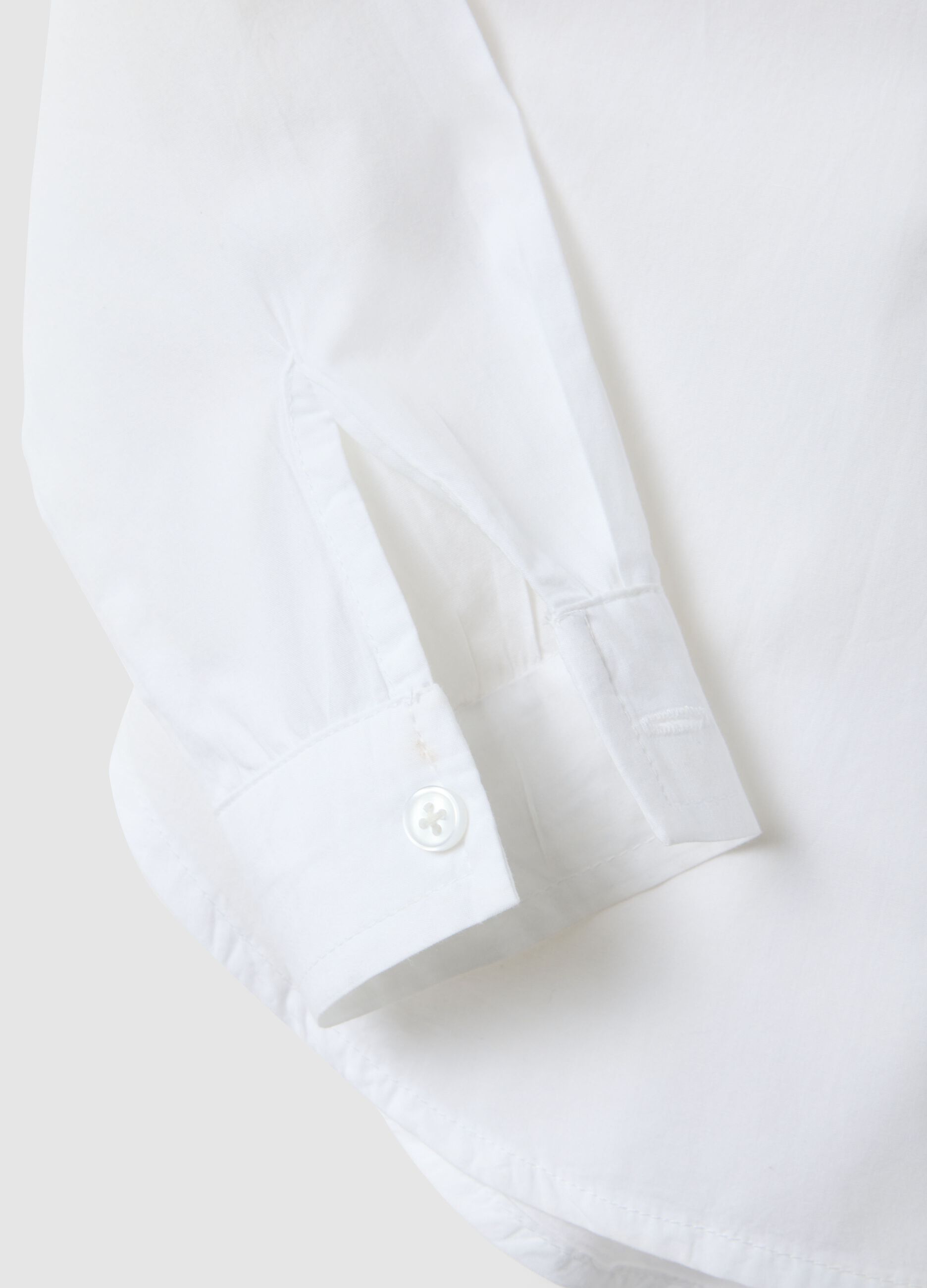 Girls' white long-sleeve shirt in pure cotton