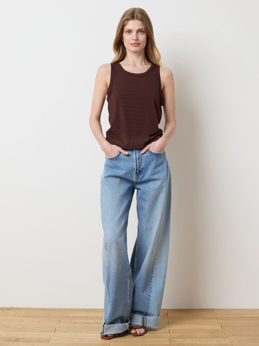 Women's Brown Viscose-Blend Tank Top, Regular Fit_1