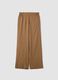 Brown wide leg linen blend trousers_0