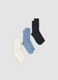 Tripack di calzini blu in cotone elasticizzato_0