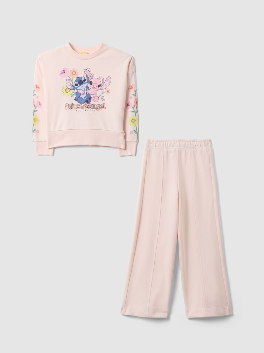 Set felpa pantalone in misto cotone rosa da bambina con Stitch&Angel_0
