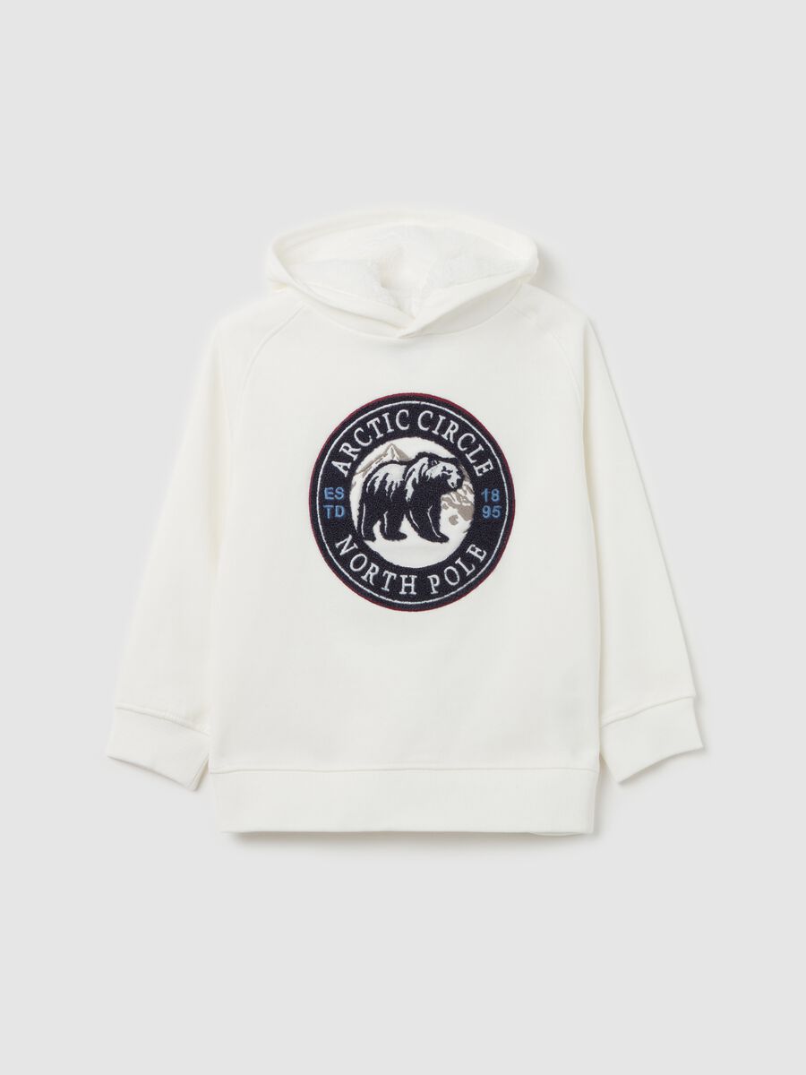 Hooded sweatshirt with loop pile embroidery_0