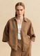 Brown linen and viscose-blend shirt_0