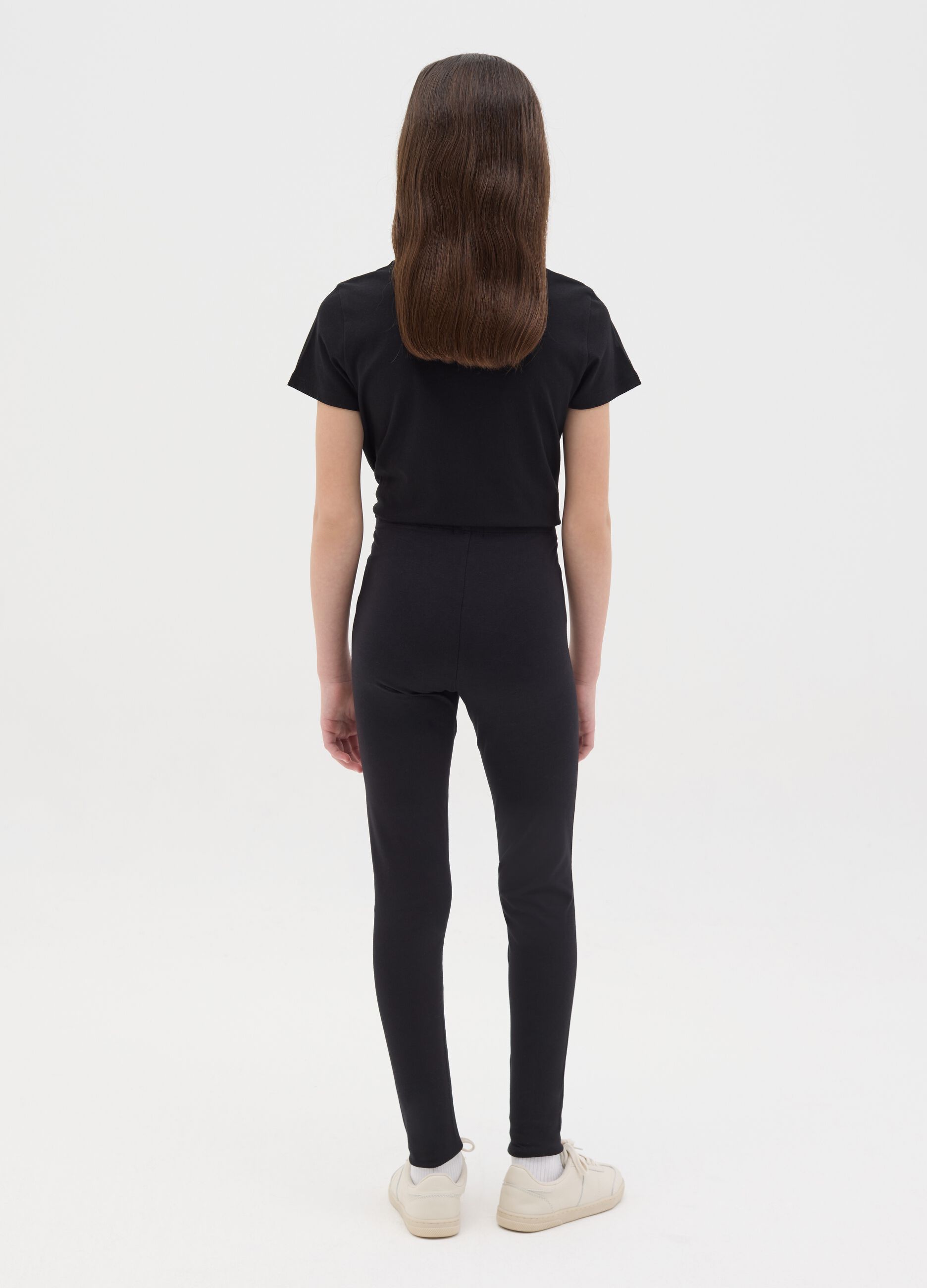 Stretch cotton leggings with lettering print