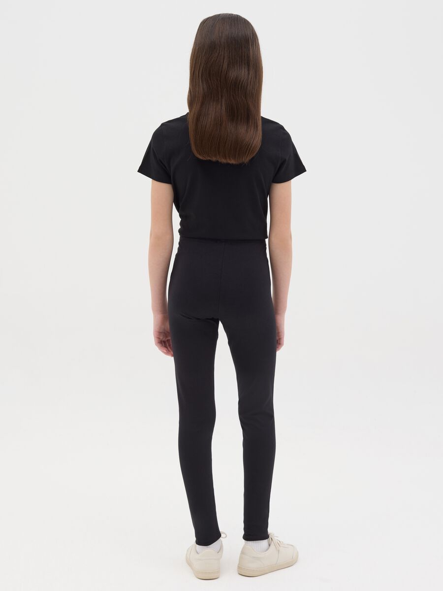 Stretch cotton leggings with lettering print_3