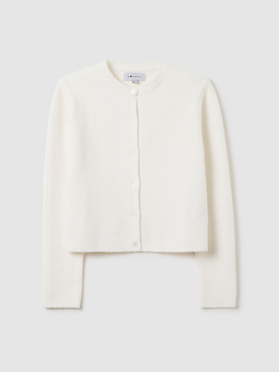 White regular fit cardigan with buttons_4