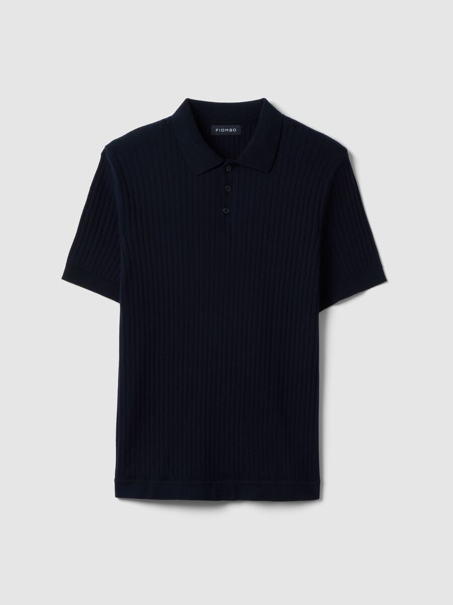 Blue striped regular fit short sleeve cotton polo shirt_4