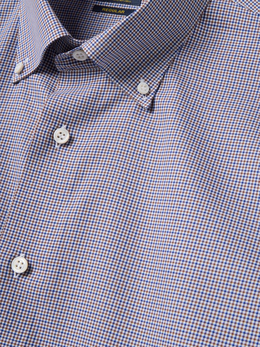 Grey pure cotton micro-check regular fit shirt_1
