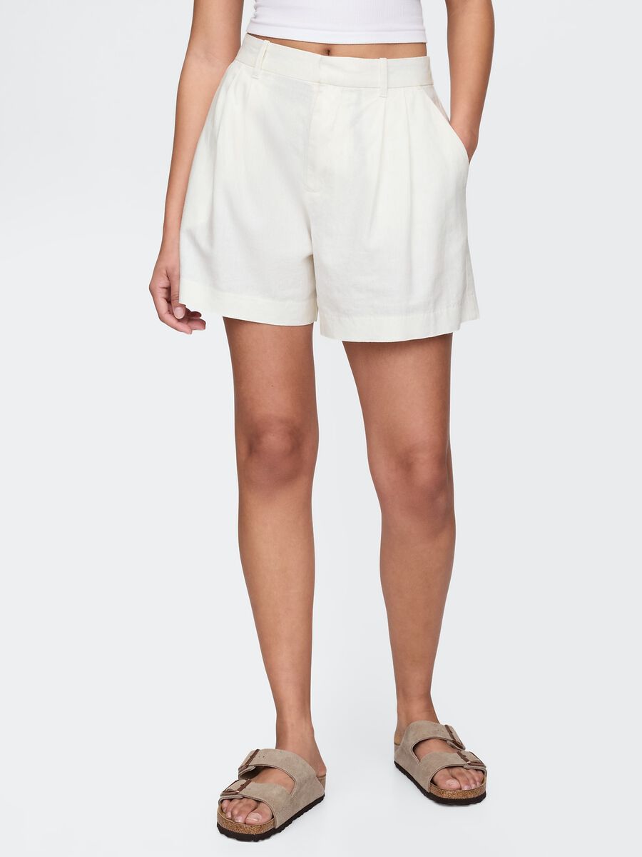 White Linen and Viscose Shorts by Gap_1