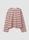 Pink pure cotton striped sweatshirt with crew neck, relaxed fit_0