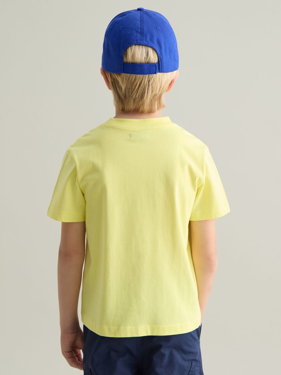 Yellow cotton T-shirt with round neck_2