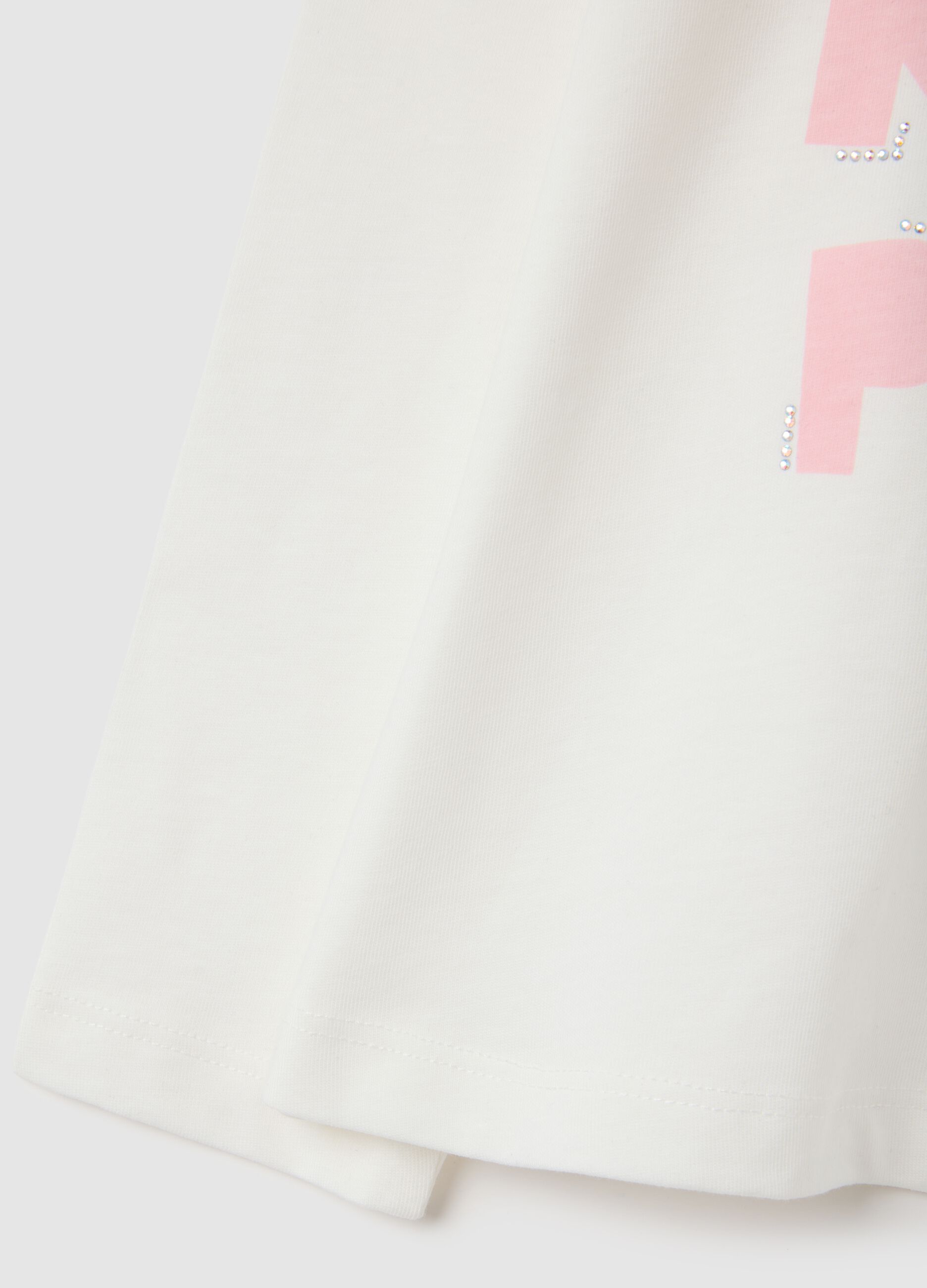 Girls' white pure cotton regular fit top with dog print
