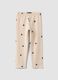 Girls' beige stretch cotton slim fit leggings with designs_0