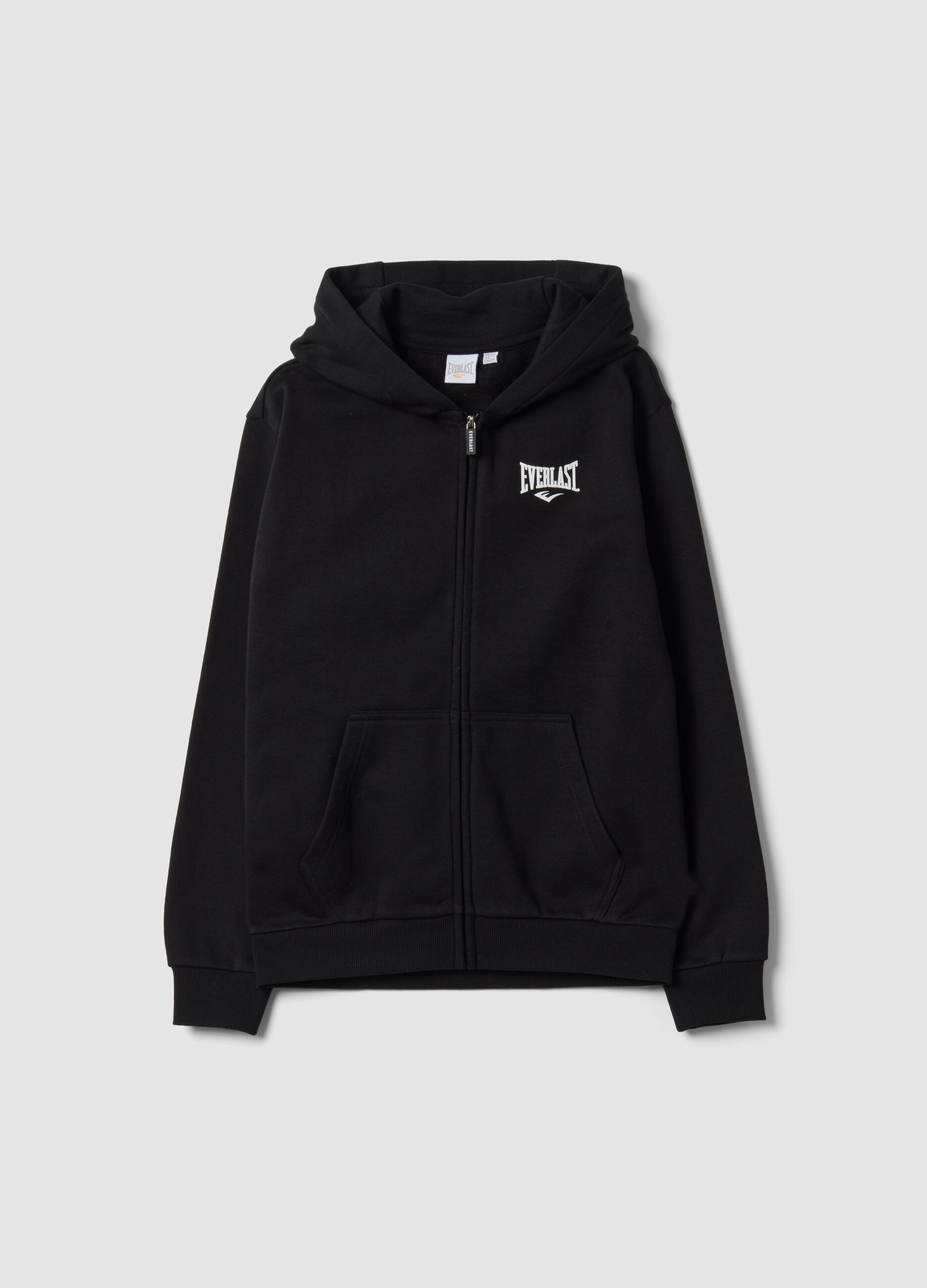 Black cotton-blend hooded zip hoodie