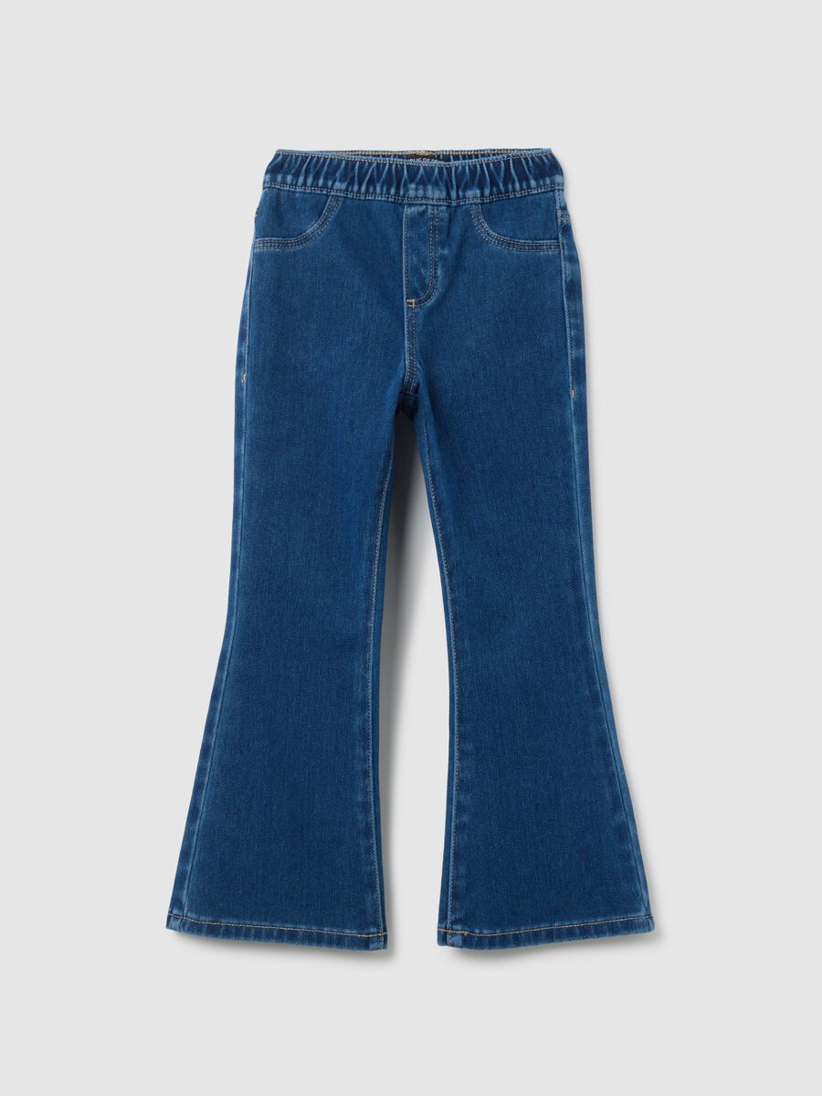 Jeggings da bambina in misto cotone blu flare_0