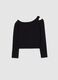 Girls' stretch cotton black regular fit top with boat neck_4