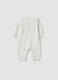 White organic cotton baby sleepsuit with cable knit detail_1