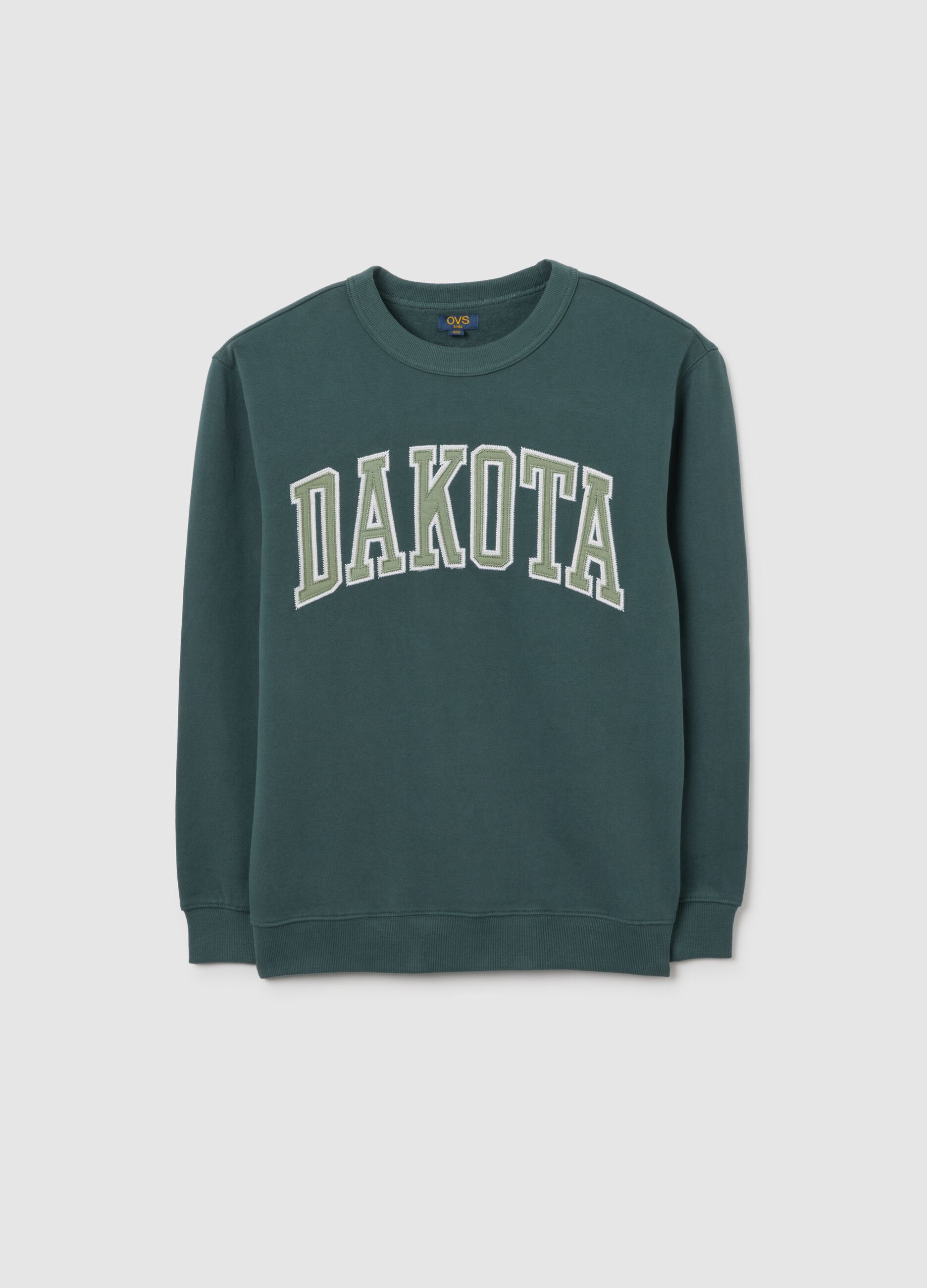 Kids' Green Crew Neck Sweatshirt with Print