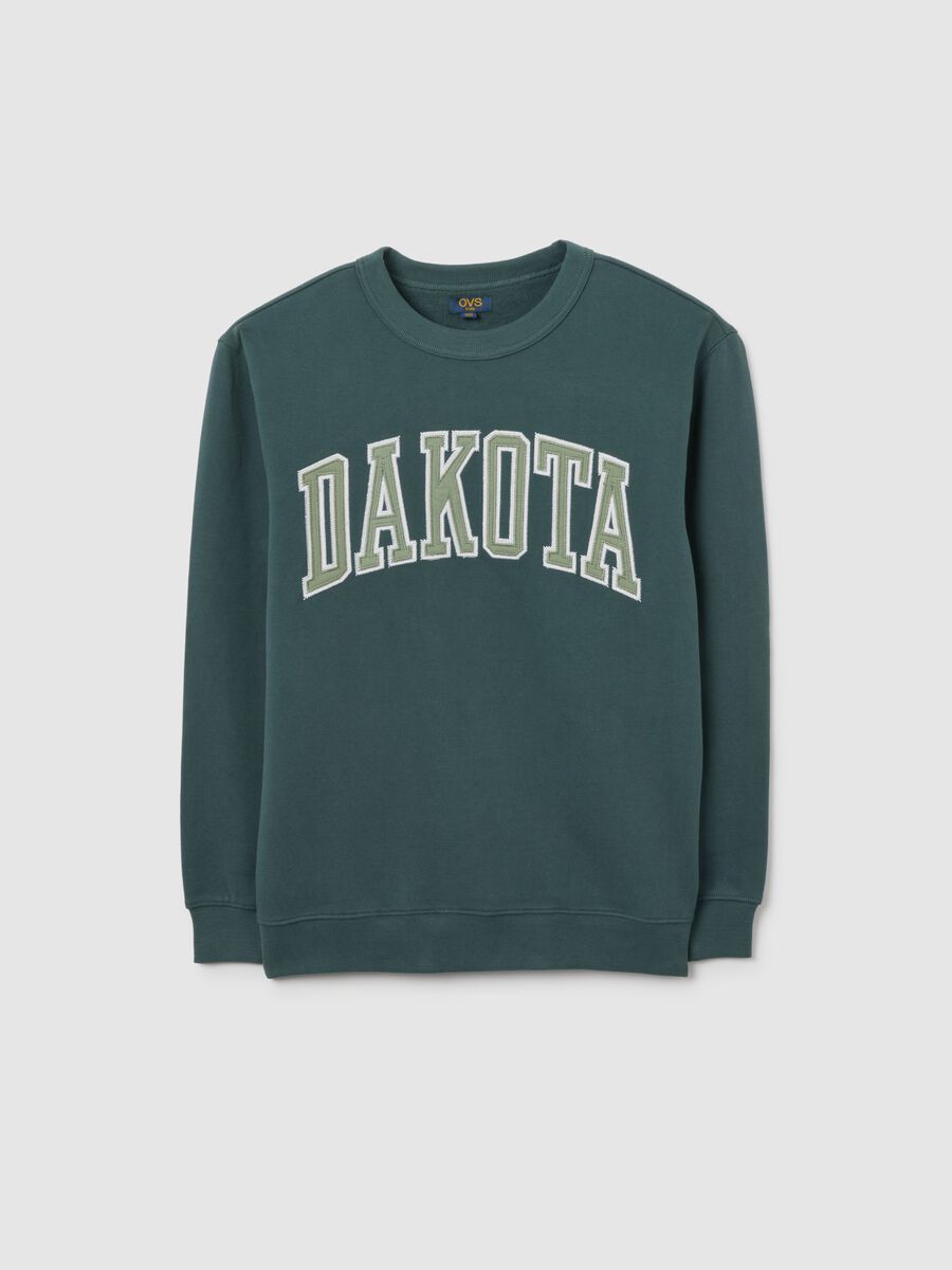 Kids' Green Crew Neck Sweatshirt with Print_0