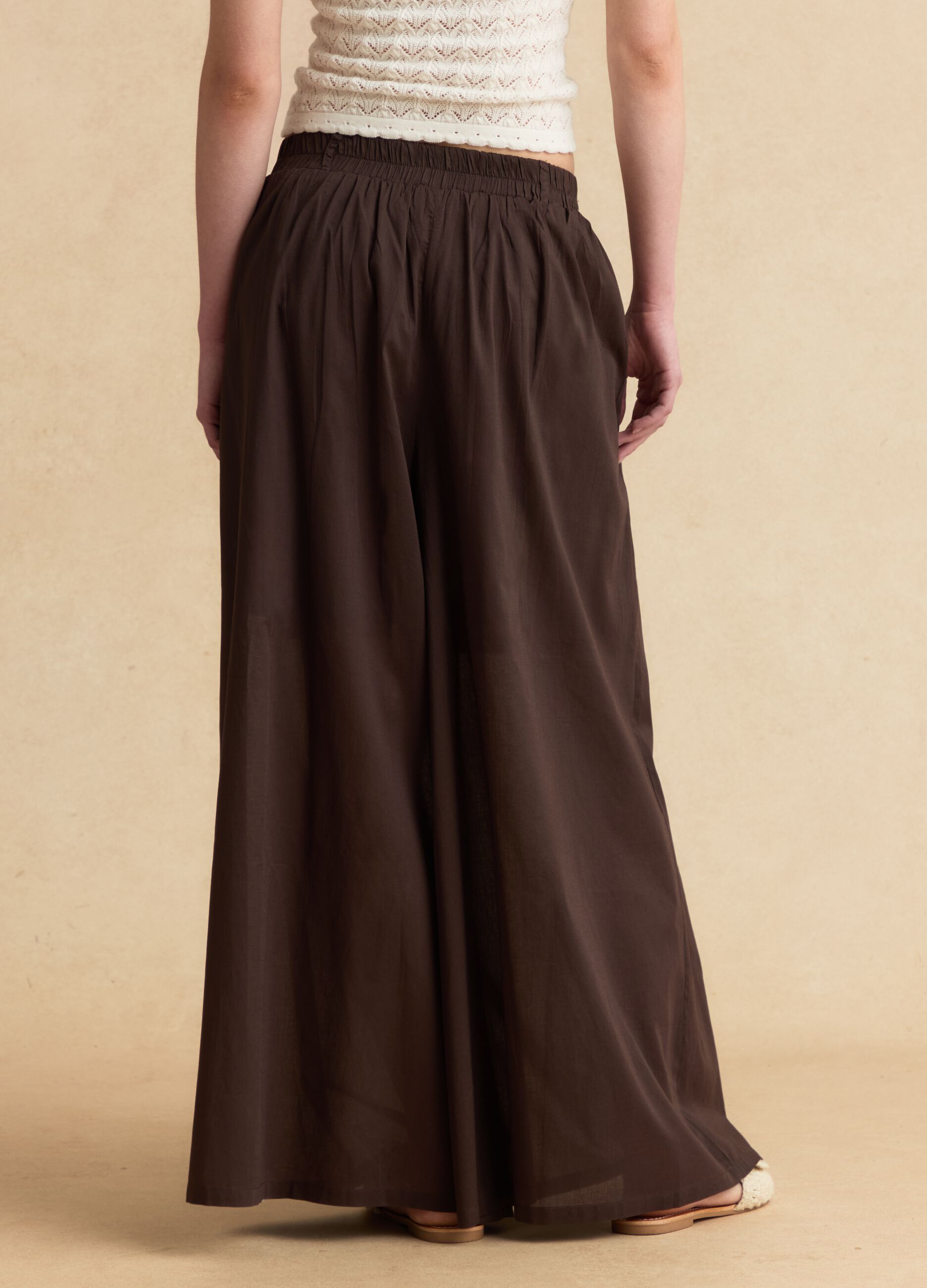 Pantaloni palazzo marroni in puro cotone