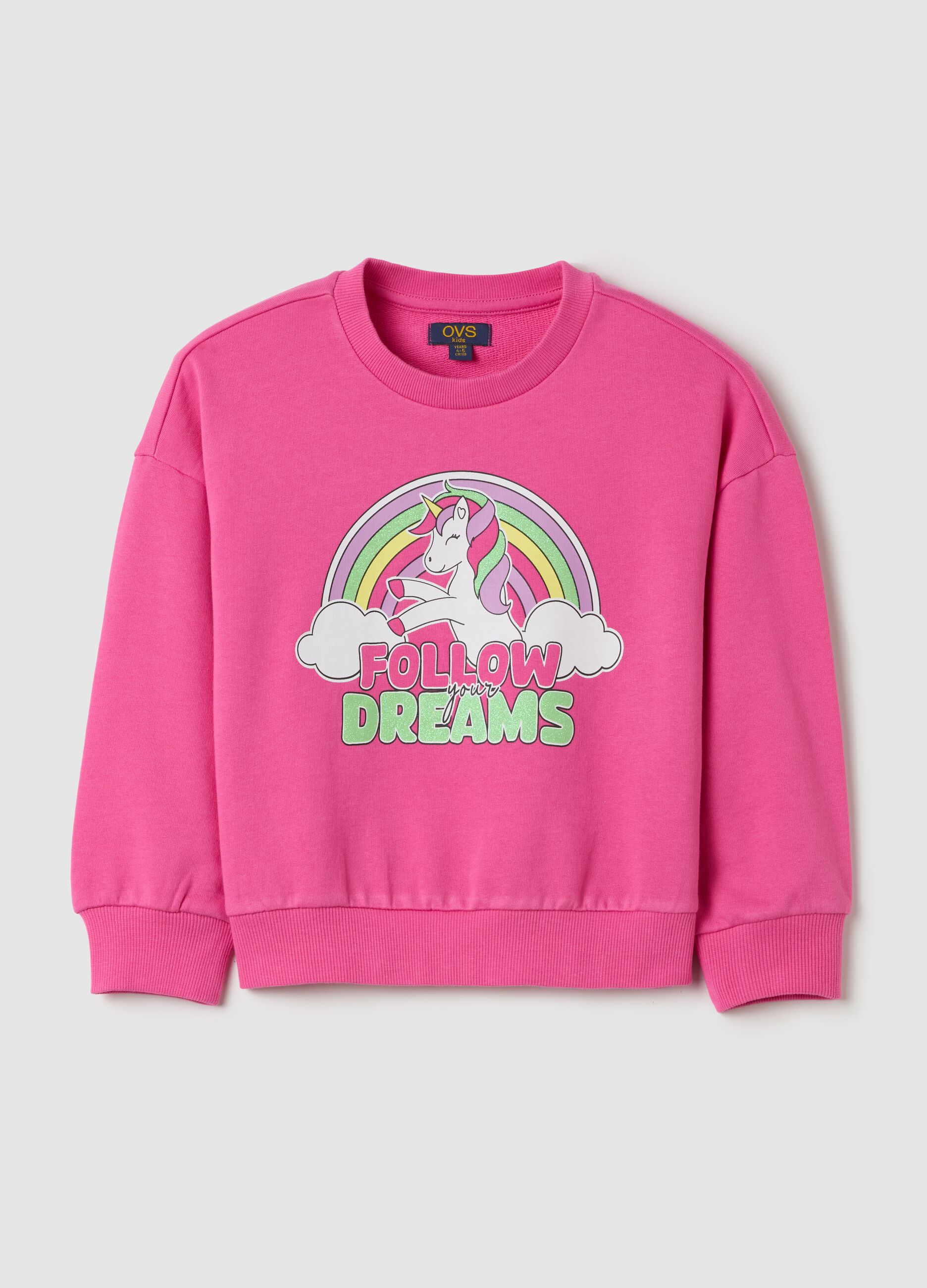 French terry sweatshirt with glitter print