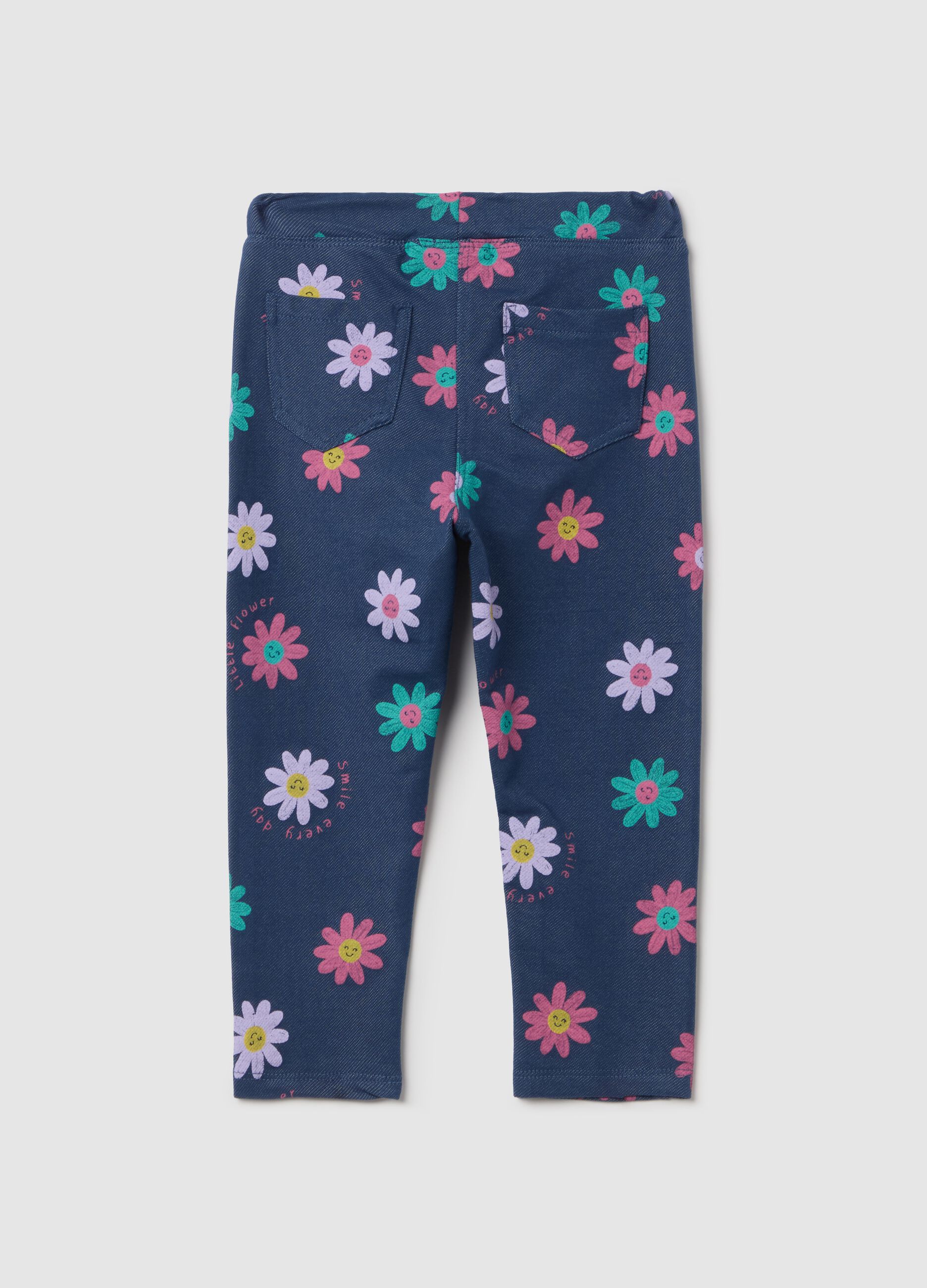 Jeggings with "lucky flower" flowers print