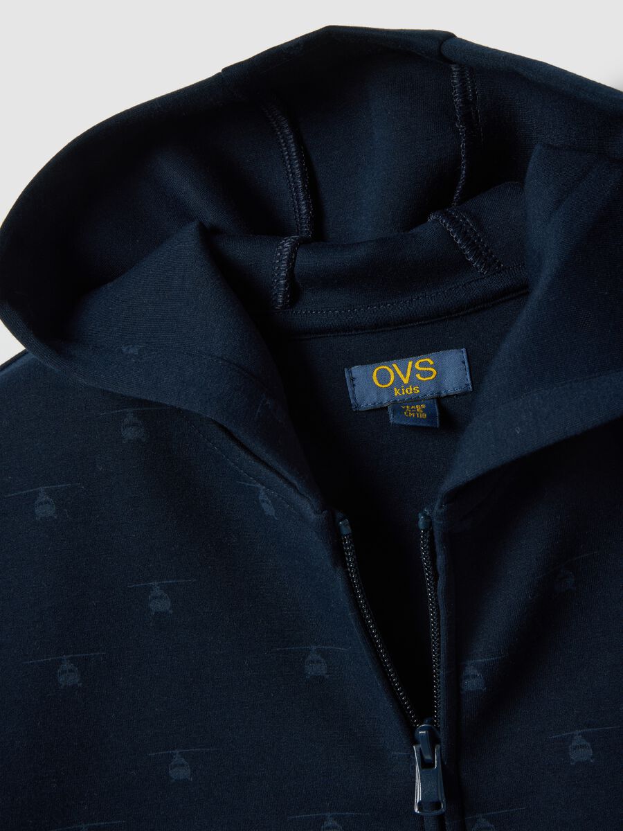 Kids' Blue Regular Fit Hoodie with Full Zip_3