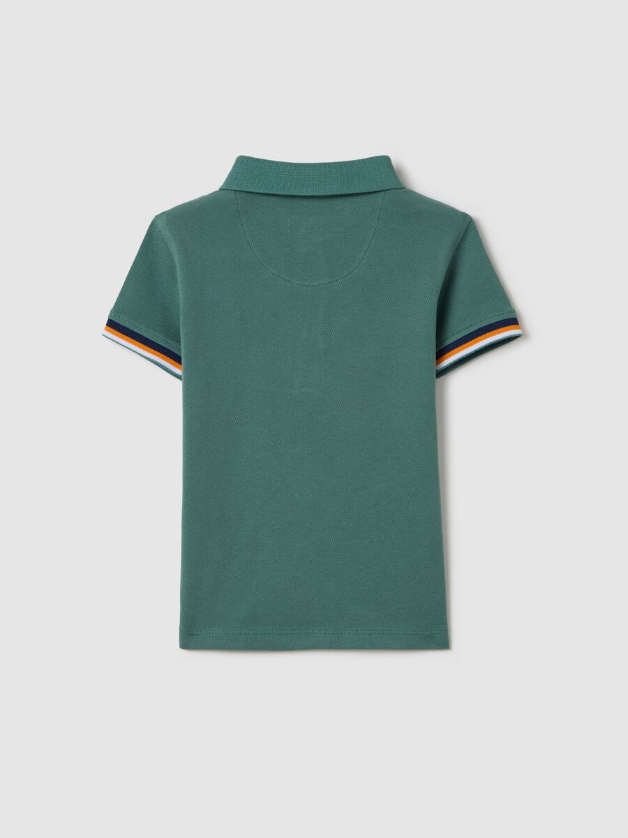 Piquet polo shirt with puppy print_1