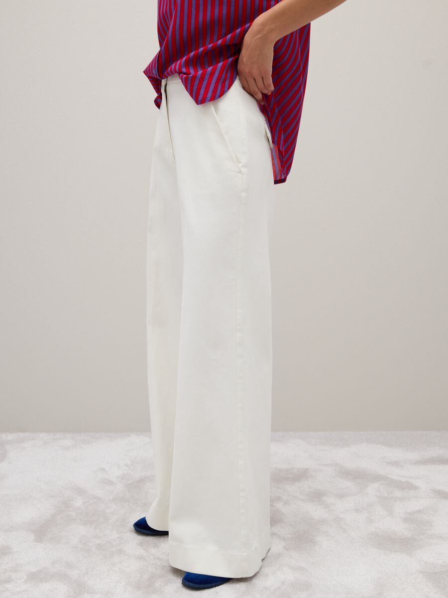 Jeans bianco a gamba larga denim in misto cotone _3