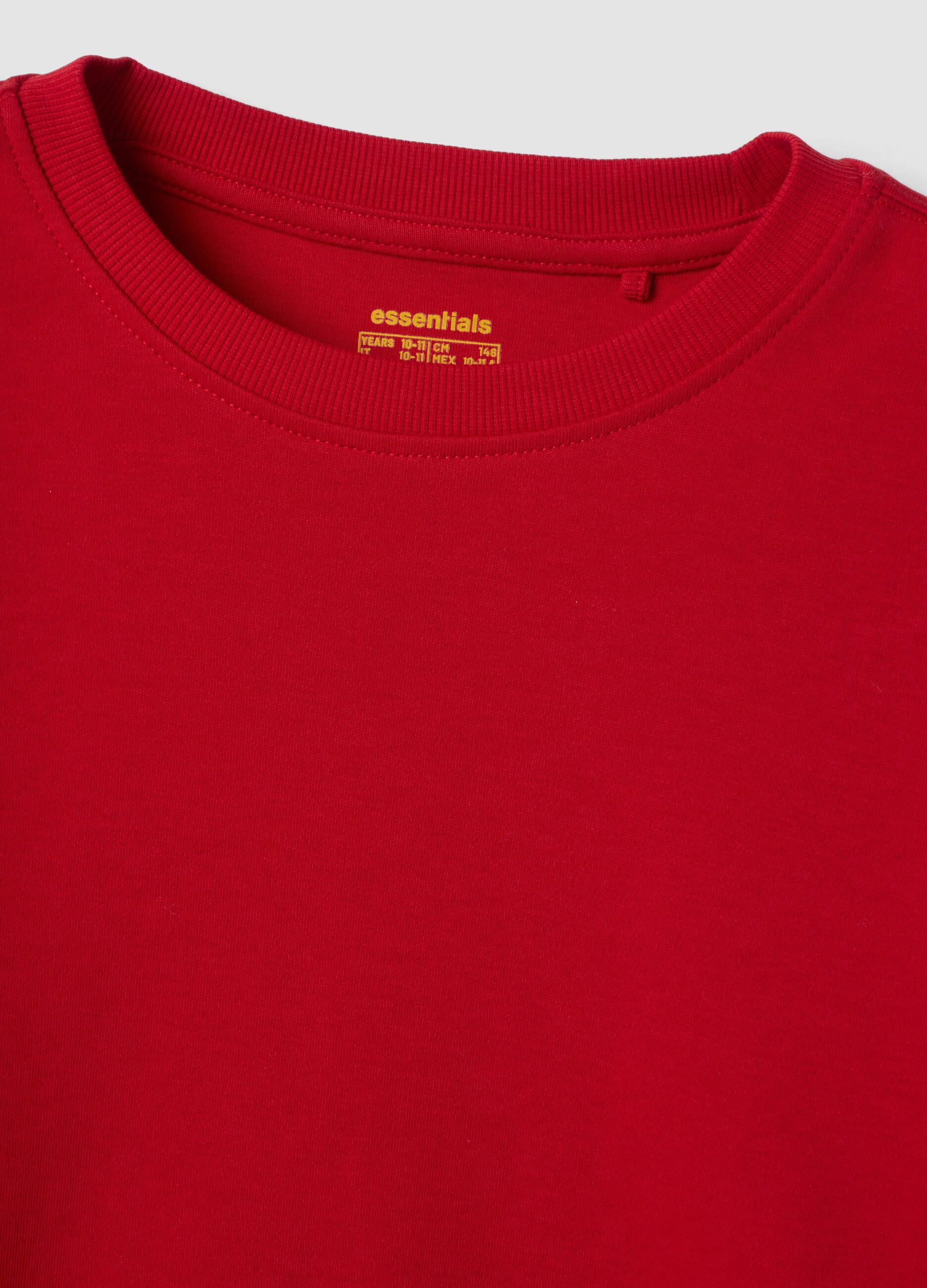 Red organic cotton crew-neck T-shirt