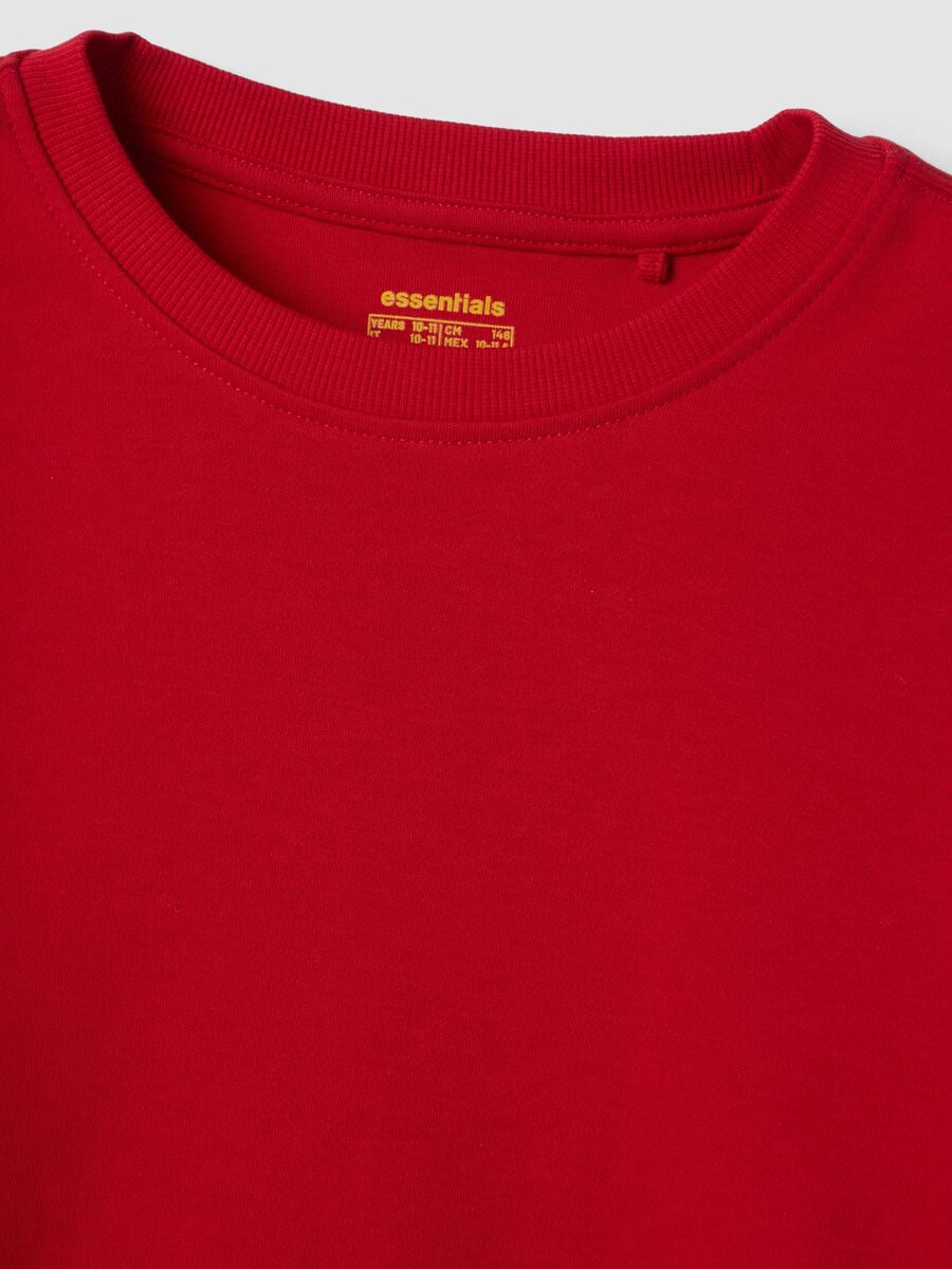 T-shirt rossa in puro cotone organico con girocollo_2