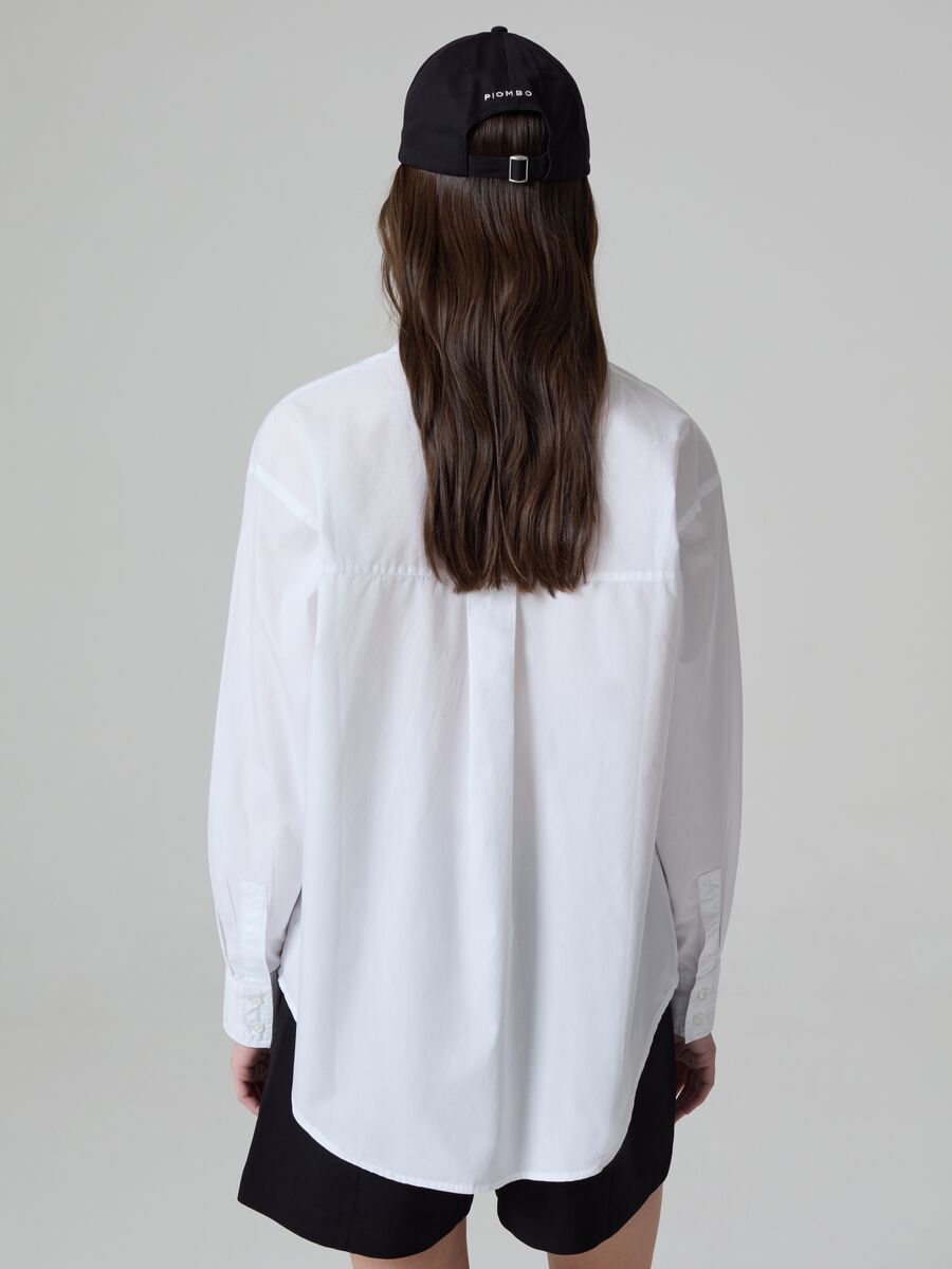 Camicia oversize in cotone con tasca_1