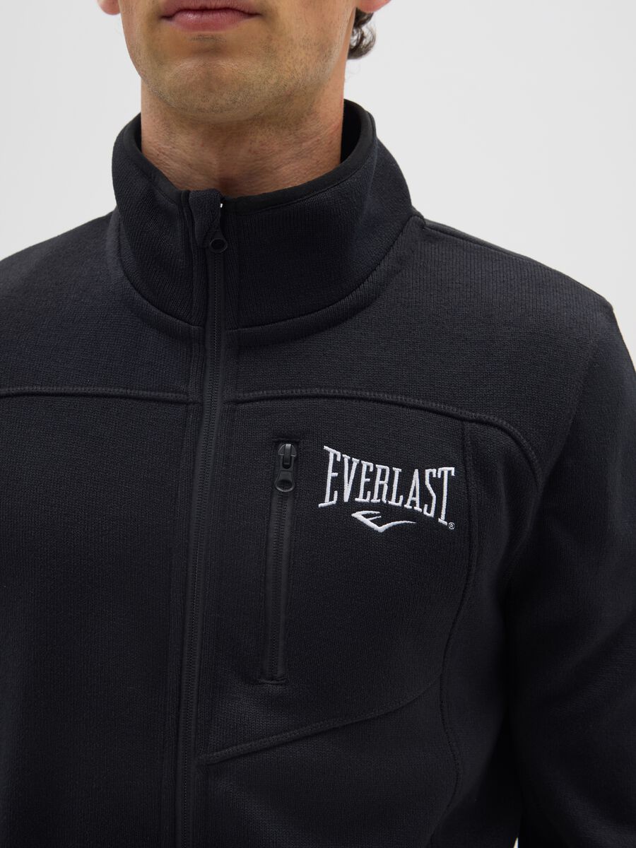 Black zip-up sweatshirt with high collar regular fit_3