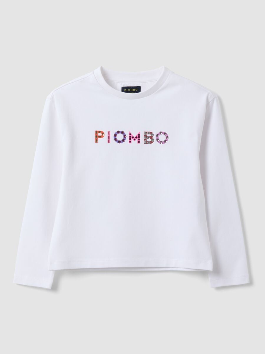White stretch cotton T-shirt with front lettering_3