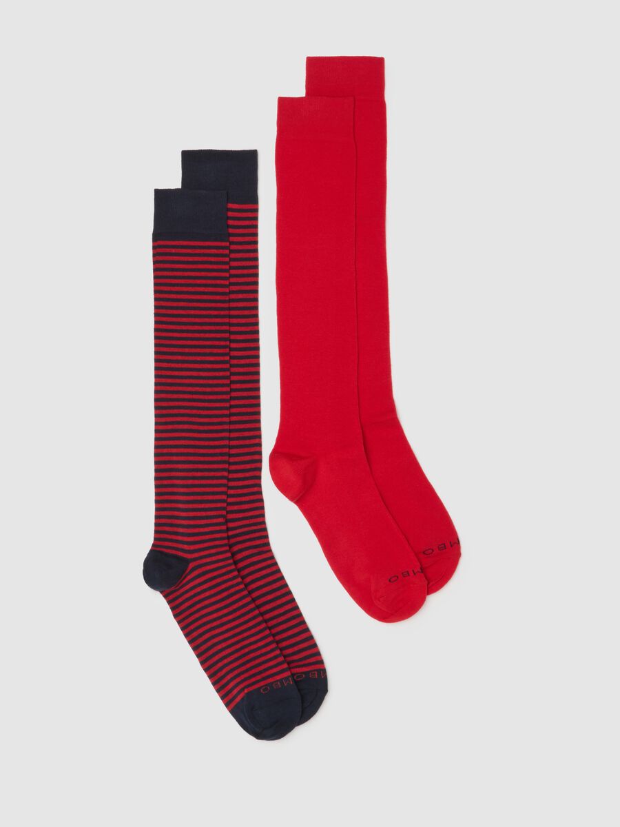 Pack of long elasticated red and blue socks_0