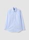 Camicia azzurra in misto cotone a righe sottili easy iron regular fit_4