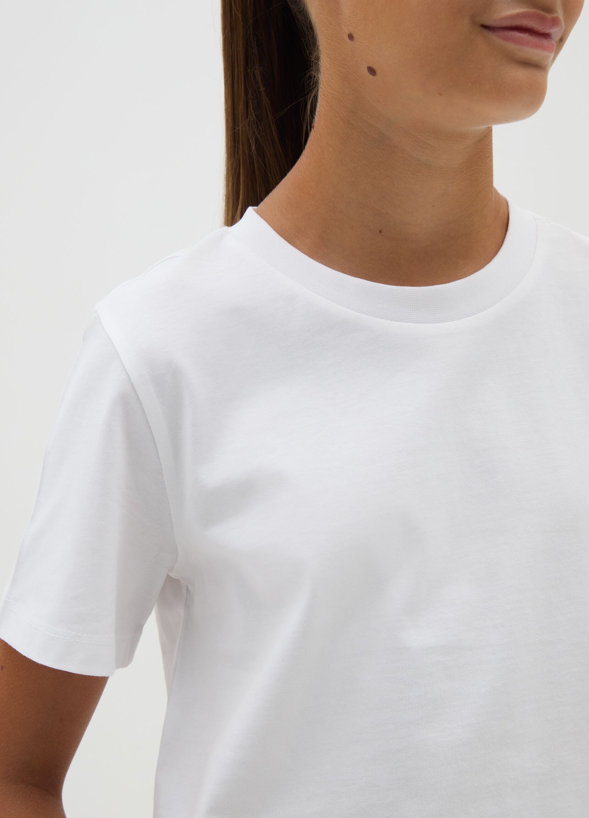 Girls' white pure cotton boxy fit T-shirt