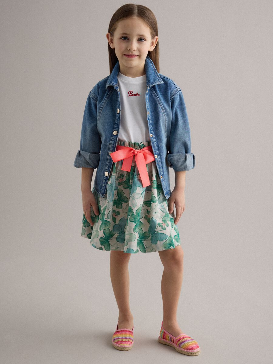 Girls' multicolour pure cotton skirt with butterflies_0