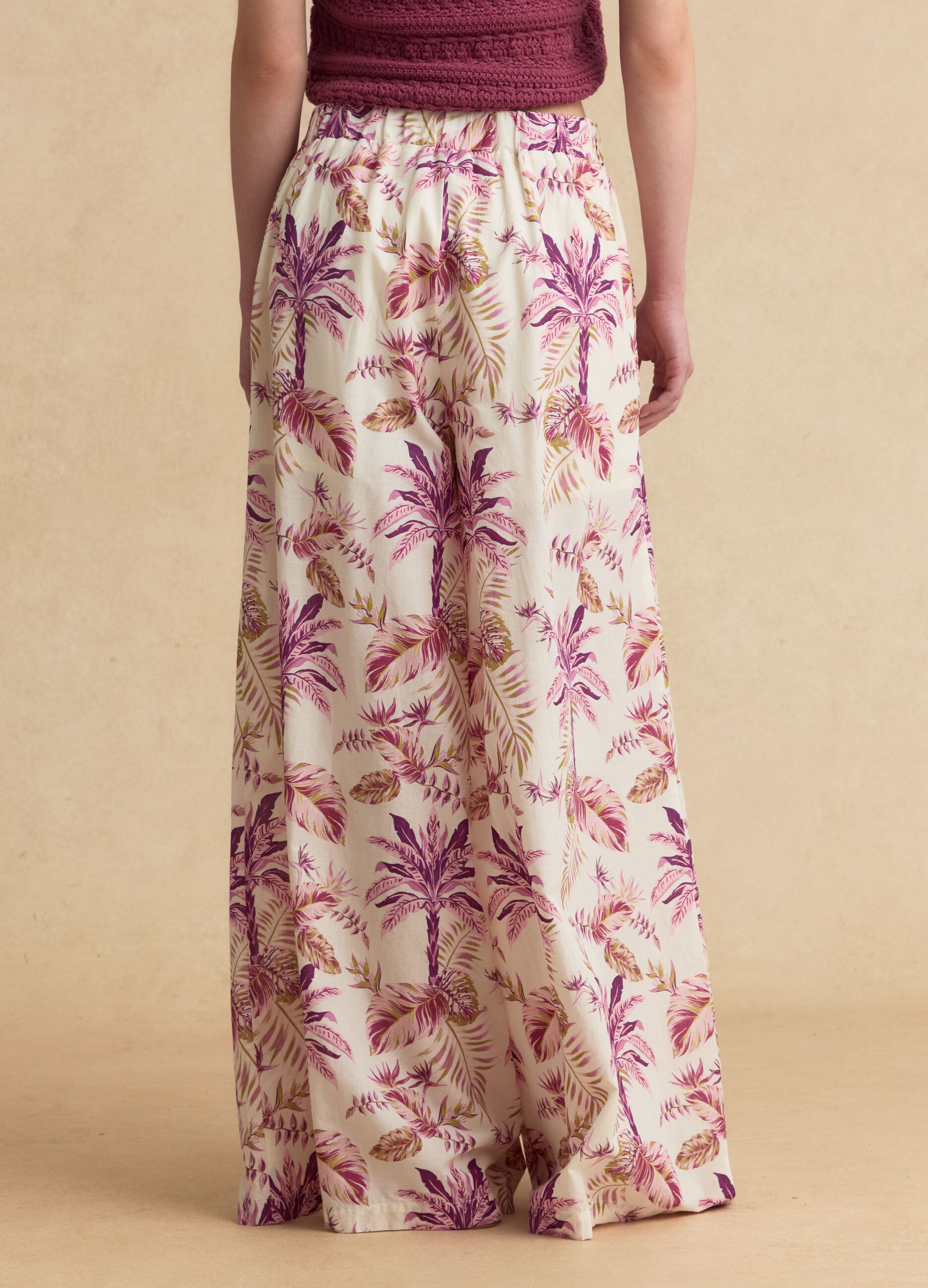 Pink pure cotton palazzo trousers