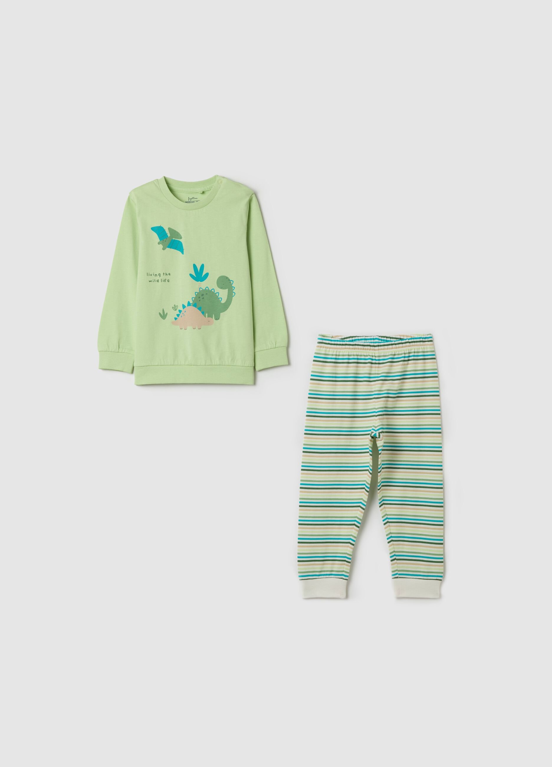 Organic cotton pyjamas with dinosaurs print