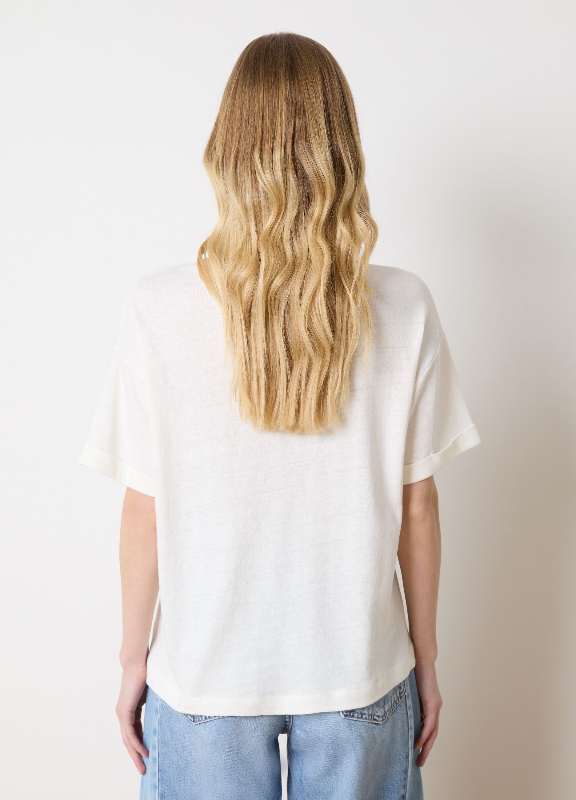 Oversized T-shirt in cotton and linen