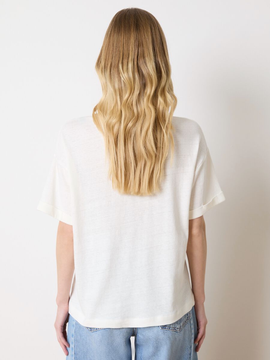 Oversized T-shirt in cotton and linen_3