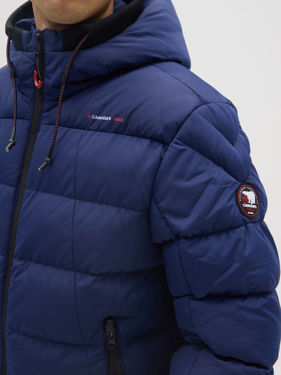 Regular Blue Padded Jacket with Zip_3