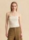 Beige strapless cotton-blend top, regular fit with textured knit_0